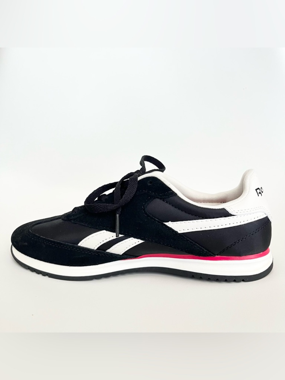 Reebok Women's Fiori Sneakers 8.5 Black Suede Nylon Retro OrthoLite Comfort - Picture 2 of 9